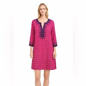 Calypso St Barth Mini Tunic Dress Cotton Size XS Embroidered Sparkle Coverup